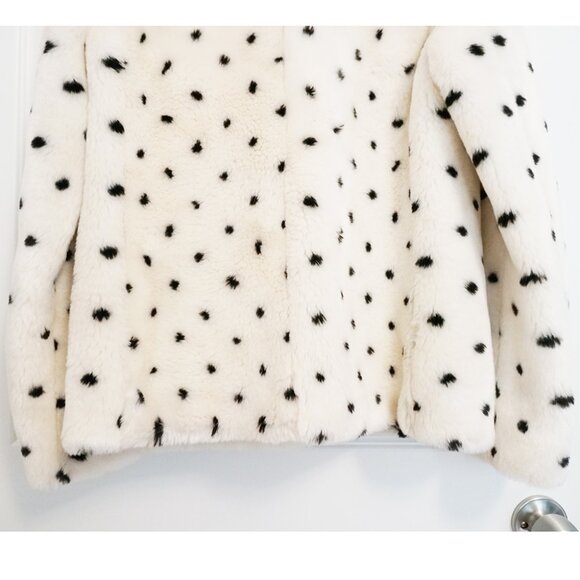 La Vie Rebecca Taylor Polka Dot Spotted Faux Fur Coat Jacket - Picture 7 of 13